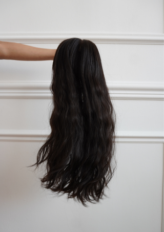 Lace Topper Dark 24 inches, Zelda Hair’s premium virgin hair wig for Jewish wigs and alopecia solutions.